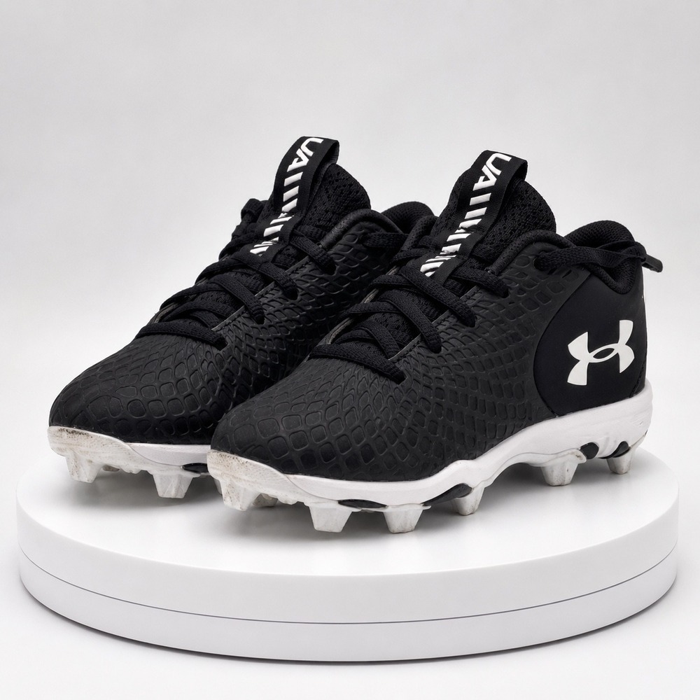 Under Armour Kids Leadoff Low RM Baseball Cleats Black White 3026607-001 10K